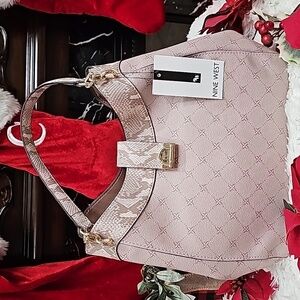 NINE WEST BLUSH COLORED NINE WEST LOGO "CLARA" SATCHEL